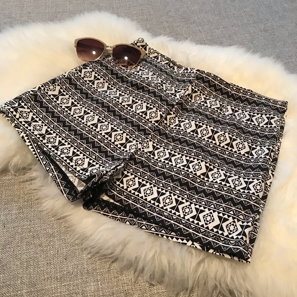 High Waisted Aztec Print Shorts